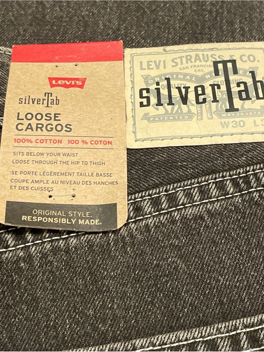LEVI’S SILVERTAB LOOSE CARGO JEANS (30X32) - Picture 9 of 11